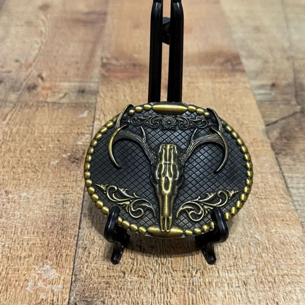 Oval Elk Skull Buckle